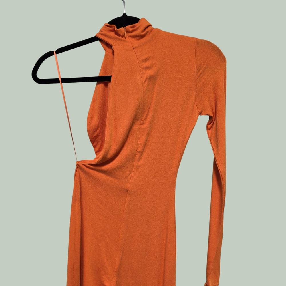 Naked Wardrobe One Shoulder Mock Neck Jumpsuit Womens XS Orange NW-J1151 - Picture 9 of 12